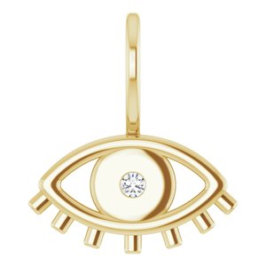 14K Yellow .02 CT Natural Diamond Evil Eye Pendant/Charm Siddiqui Jewelers