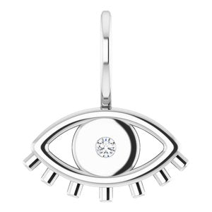 Platinum .02 CT Natural Diamond Evil Eye Pendant/Charm Siddiqui Jewelers