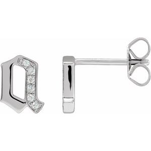 14K White .03 CTW Natural Diamond Gothic Initial A Earring Siddiqui Jewelers
