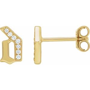 14K Yellow .03 CTW Natural Diamond Gothic Initial D Earring Siddiqui Jewelers