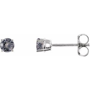 14K White 3 mm Natural Gray Spinel Stud Earrings Siddiqui Jewelers