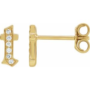 14K Yellow .03 CTW Natural Diamond Gothic Initial T Earring Siddiqui Jewelers