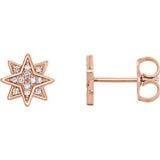 14K Rose .08 CTW Diamond Star Earrings - Siddiqui Jewelers