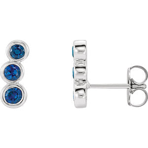 Sterling Silver Chatham® Created Blue Sapphire Ear Climbers - Siddiqui Jewelers