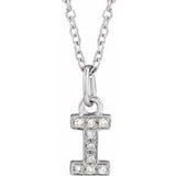 14K White .03 CTW Natural Diamond Petite Initial I 16-18" Necklace Siddiqui Jewelers