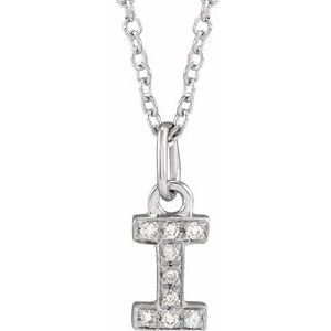 14K White .03 CTW Natural Diamond Petite Initial I 16-18" Necklace Siddiqui Jewelers