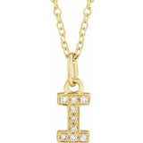 14K Yellow .03 CTW Natural Diamond Petite Initial I 16-18" Necklace Siddiqui Jewelers