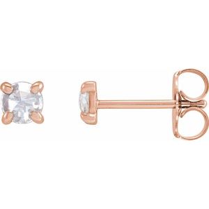 14K Rose 3/4 CTW Rose-Cut Natural Diamond 4-Prong Claw Earrings Siddiqui Jewelers