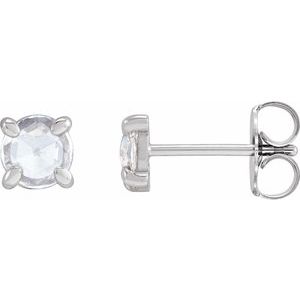 Platinum 3/4 CTW Rose-Cut Natural Diamond 4-Prong Claw Earrings Siddiqui Jewelers