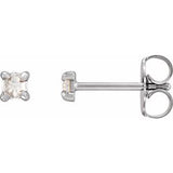 14K White .07 CTW Rose-Cut Natural Diamond 4-Prong Claw Earrings Siddiqui Jewelers