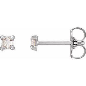 14K White .07 CTW Rose-Cut Natural Diamond 4-Prong Claw Earrings Siddiqui Jewelers