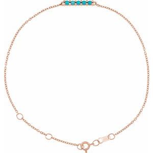 14K Rose Natural Turquoise Bar 6 1/2-7 1/2" Bracelet Siddiqui Jewelers
