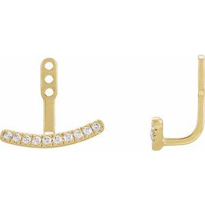 14K Yellow 1/5 CTW Lab-Grown Diamond Curved Bar Earring Jackets Siddiqui Jewelers