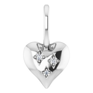 14K White .01 CTW Natural Diamond Heart Charm/Pendant Siddiqui Jewelers