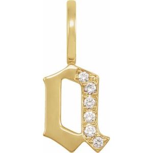 14K Yellow .05 CTW Natural Diamond Gothic Initial A Charm/Pendant Siddiqui Jewelers