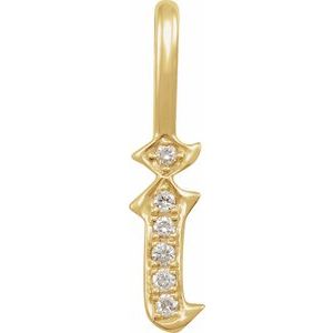 14K Yellow .05 CTW Natural Diamond Gothic Initial I Charm/Pendant Siddiqui Jewelers