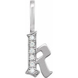 14K White .04 CTW Natural Diamond Gothic Initial K Charm/Pendant Siddiqui Jewelers