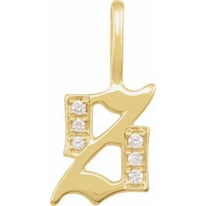14K Yellow .04 CTW Natural Diamond Gothic Initial S Charm/Pendant Siddiqui Jewelers