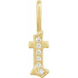 14K Yellow .04 CTW Natural Diamond Gothic Initial T Charm/Pendant Siddiqui Jewelers