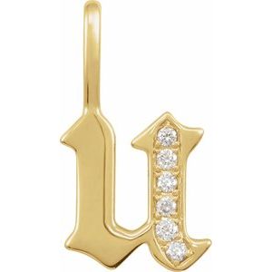 14K Yellow .06 CTW Natural Diamond Gothic Initial U Charm/Pendant Siddiqui Jewelers