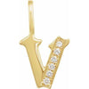 14K Yellow .06 CTW Natural Diamond Gothic Initial V Charm/Pendant Siddiqui Jewelers