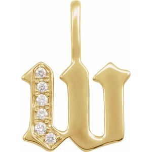 14K Yellow .06 CTW Natural Diamond Gothic Initial W Charm/Pendant Siddiqui Jewelers