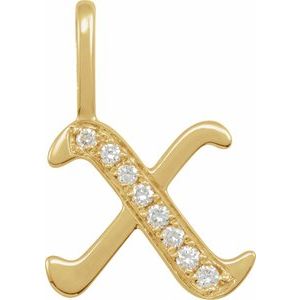 14K Yellow .08 CTW Natural Diamond Gothic Initial X Charm/Pendant Siddiqui Jewelers