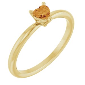 14K Yellow Natural Citrine Heart Solitaire Ring Siddiqui Jewelers