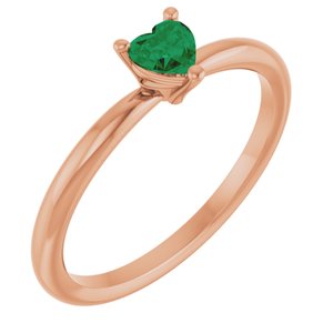 14K Rose Lab-Grown Emerald Heart Solitaire Ring Siddiqui Jewelers