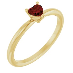 14K Yellow Natural Mozambique Garnet Heart Solitaire Ring Siddiqui Jewelers