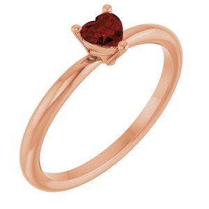 14K Rose Natural Mozambique Garnet Heart Solitaire Ring Siddiqui Jewelers