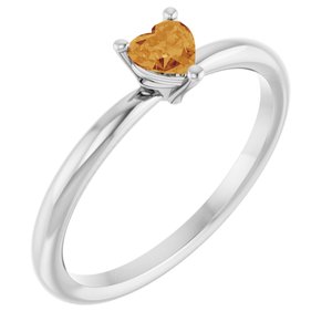 Sterling Silver Natural Citrine Heart Solitaire Ring Siddiqui Jewelers