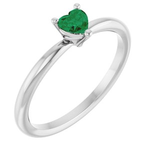 14K White Lab-Grown Emerald Heart Solitaire Ring Siddiqui Jewelers