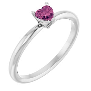 Sterling Silver Natural Pink Tourmaline Heart Solitaire Ring Siddiqui Jewelers