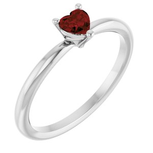 Sterling Silver Natural Mozambique Garnet Heart Solitaire Ring Siddiqui Jewelers