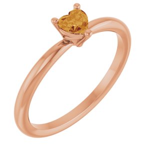 14K Rose Natural Citrine Heart Solitaire Ring Siddiqui Jewelers