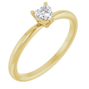 14K Yellow Natural White Sapphire Heart Solitaire Ring Siddiqui Jewelers