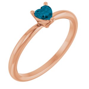 14K Rose Natural London Blue Topaz Heart Solitaire Ring Siddiqui Jewelers