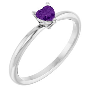 14K White Natural Amethyst Heart Solitaire Ring Siddiqui Jewelers