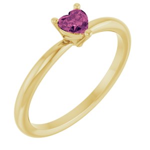 14K Yellow Natural Pink Tourmaline Heart Solitaire Ring Siddiqui Jewelers