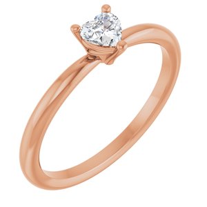14K Rose Natural White Sapphire Heart Solitaire Ring Siddiqui Jewelers