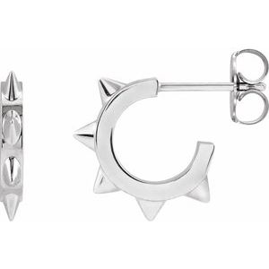 Platinum Spike 13.4 mm Hoop Earrings Siddiqui Jewelers