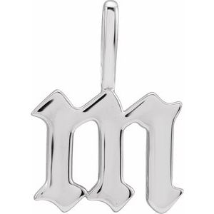 14K White Gothic Initial M Charm/Pendant Siddiqui Jewelers