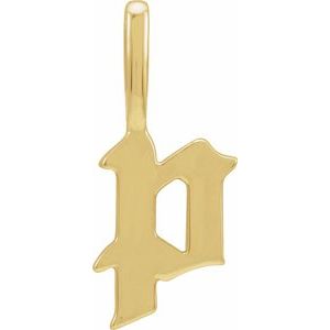 14K Yellow Gothic Initial P Charm/Pendant Siddiqui Jewelers