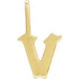 14K Yellow Gothic Initial V Charm/Pendant Siddiqui Jewelers