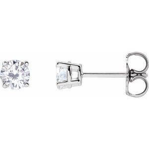 Platinum 4 mm Stuller Lab-Grown Moissanite Stud Earrings Siddiqui Jewelers