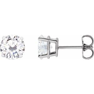 Platinum 6.5 mm Stuller Lab-Grown Moissanite Stud Earrings Siddiqui Jewelers