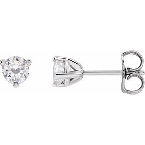 Platinum 3.4 mm Round Stuller Lab-Grown Moissanite‚Ñ¢ Earrings Siddiqui Jewelers