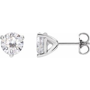 Platinum 6.5 mm Round Stuller Lab-Grown Moissanite‚Ñ¢ Earrings Siddiqui Jewelers