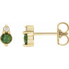 14K Yellow Natural Green Sapphire & .03 Natural Diamond Earrings Siddiqui Jewelers